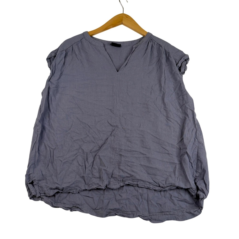 Splendid Womens Relaxed V-Neck Cap Sleeve Blouse Dusty Blue High-Low Hem Large